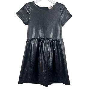 Appaman Girls 4T Black Faux Leather Sparkle Dress Short Sleeve Party Whimsigoth